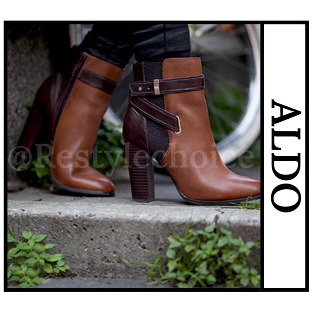 ALDO Brown ankle leather booties 8.5